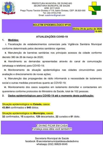 Boletim Informativo 29/06/2020