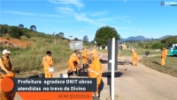 A  Prefeitura de Divino agradece ao DNIT pelas solicitações atendidas para que fosse realizado o serviço de tapa buraco no trevo de Divino, acesso a BR 116.