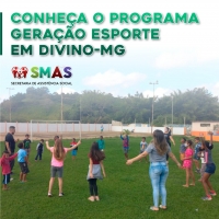 A Secretaria Municipal de Assistência Social de Divino tem incentivado a prática de atividades físicas, esportes e lazer, através do Programa Geração Esporte.