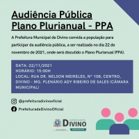 A Prefeitura Municipal de Divino convida a população para participar da audiência pública