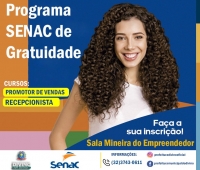 Através da Sala Mineira e em parceria com o SENAC, a Prefeitura está oferecendo dois cursos para você se qualificar.