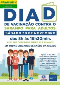 Dia 30 de Novembro é dia D de Vacinação contra Sarampo!